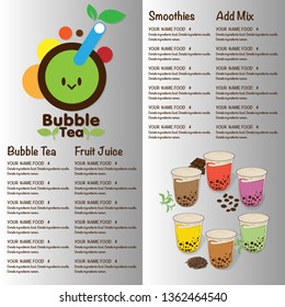 bubble tea menu graphic template