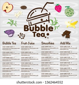 bubble tea menu graphic template