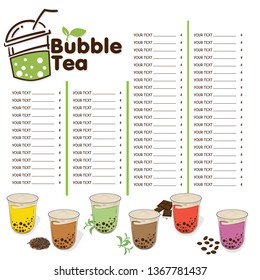 bubble tea menu graphic template