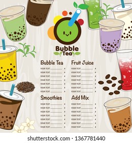 Bubble Tea Menu Graphic Template