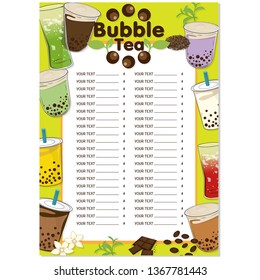 bubble tea menu graphic template