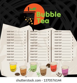 bubble tea menu graphic template