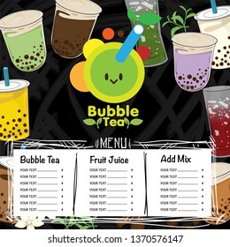 bubble tea menu graphic template