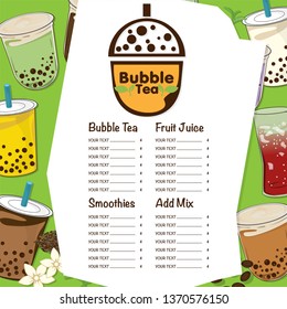 bubble tea menu graphic template