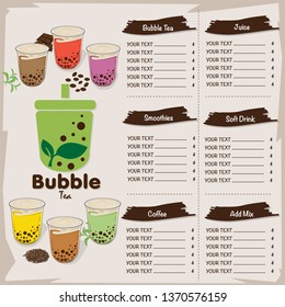 bubble tea menu graphic template