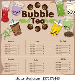 bubble tea menu graphic template
