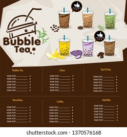 Bubble Tea Menu Graphic Template 