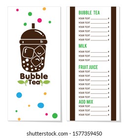 bubble tea menu graphic template