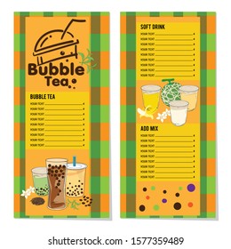 bubble tea menu graphic template
