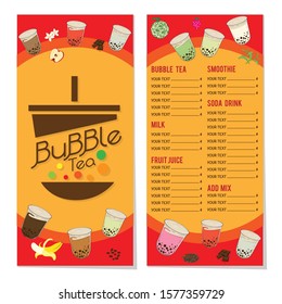 bubble tea menu graphic template