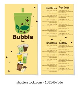 bubble tea menu graphic template