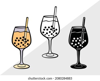 Bubble Tea, Bubble Milk Tea, Printable Vector Illustration