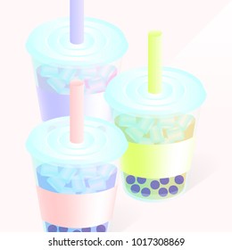 Bubble Tea, milk smoothie with tapioca pearls
