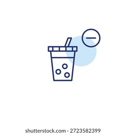Bubble tea and minus. Drink unavailable, order cancelled. Pixel perfect, editable stroke vector icon