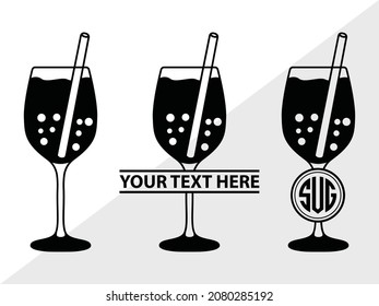 Bubble Tea Monogram, Bubble Milk Tea, Printable Vector Illustration
