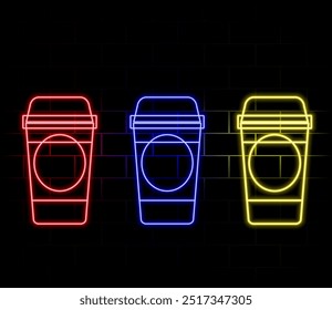 Bubble Tea neon sign on brick wall background..