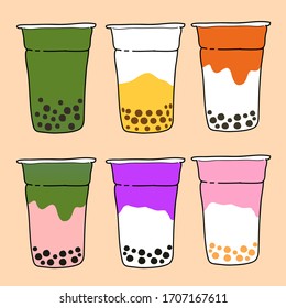 Bubble Tea No. 1 are hand drawn in vector.