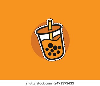 Bubble Tea Orange icon design