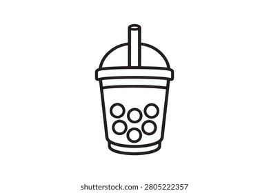 Bubble Tea Outline Vector Icon