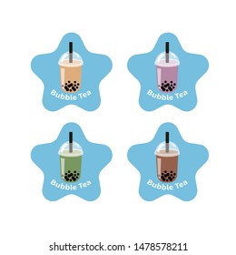 The Bubble Tea, Pearl milk tea, black and white pearls is Taiwanese famous and popular drink large size and small cup vector.