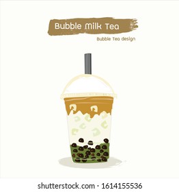 The Bubble Tea, Pearl milk tea, black pearls is Taiwanese famous and popular drink vector .