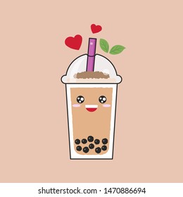 Bubble tea or Pearl milk tea carton, vector illustration