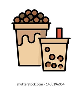 Bubble tea or Pearl milk tea filled vector icon