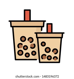 Bubble tea or Pearl milk tea filled vector icon