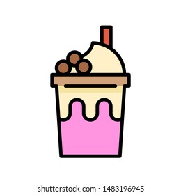 Bubble tea or Pearl milk tea filled vector icon