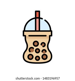 Bubble tea or Pearl milk tea filled vector icon