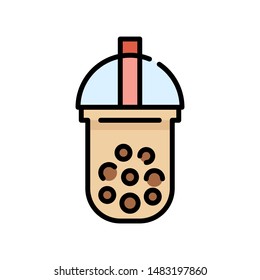 Bubble tea or Pearl milk tea filled vector icon