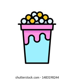 Bubble tea or Pearl milk tea filled vector icon