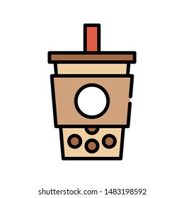 Bubble tea or Pearl milk tea filled vector icon