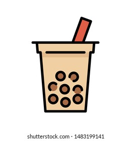 Bubble tea or Pearl milk tea filled vector icon