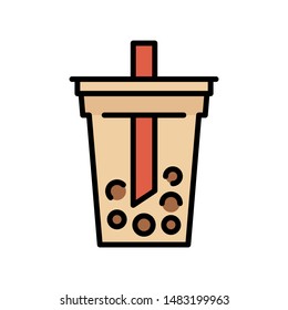 Bubble tea or Pearl milk tea filled vector icon