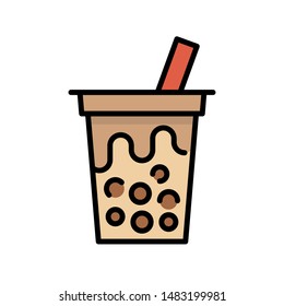 Bubble tea or Pearl milk tea filled vector icon