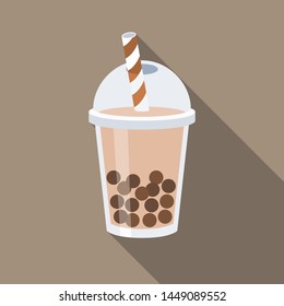 Bubble tea or Pearl milk tea flat design vector illustration