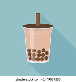 Bubble tea or Pearl milk tea flat design vector illustration