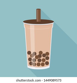 Bubble tea or Pearl milk tea flat design vector illustration