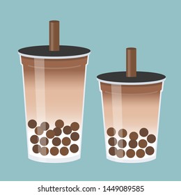 Bubble tea or Pearl milk tea flat design vector illustration