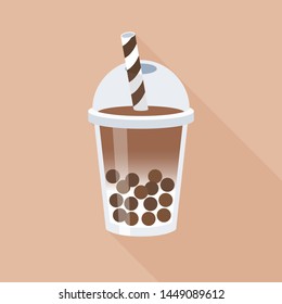 Bubble tea or Pearl milk tea flat design vector illustration