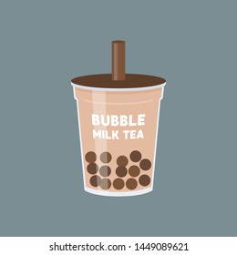 Bubble tea or Pearl milk tea flat design vector illustration