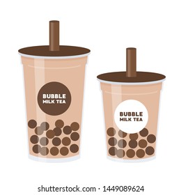 Bubble Tea Or Pearl Milk Tea Flat Design Vector Illustration