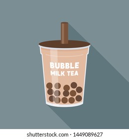 Bubble tea or Pearl milk tea flat design vector illustration