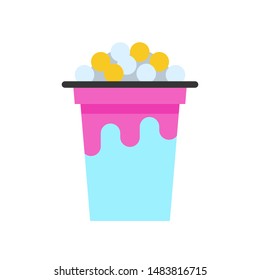 Bubble tea or Pearl milk tea flat vector icon