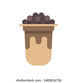 Bubble tea or Pearl milk tea flat vector icon