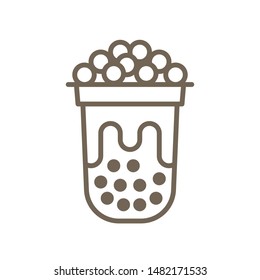 Bubble tea or Pearl milk tea line vector icon