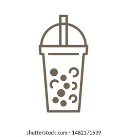 Bubble tea or Pearl milk tea line vector icon