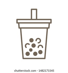 Bubble tea or Pearl milk tea line vector icon