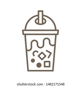 Bubble tea or Pearl milk tea line vector icon